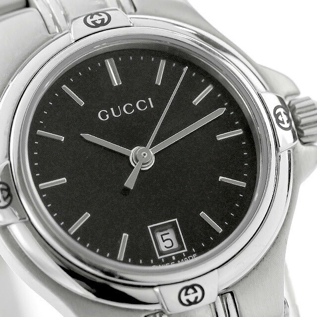 中古 グッチ GUCCI 9045シリーズ 日付 ブレスレット YA090506 アナログ 腕時計 ブランド レディース ブラック 黒 UW-GU-OT-00003