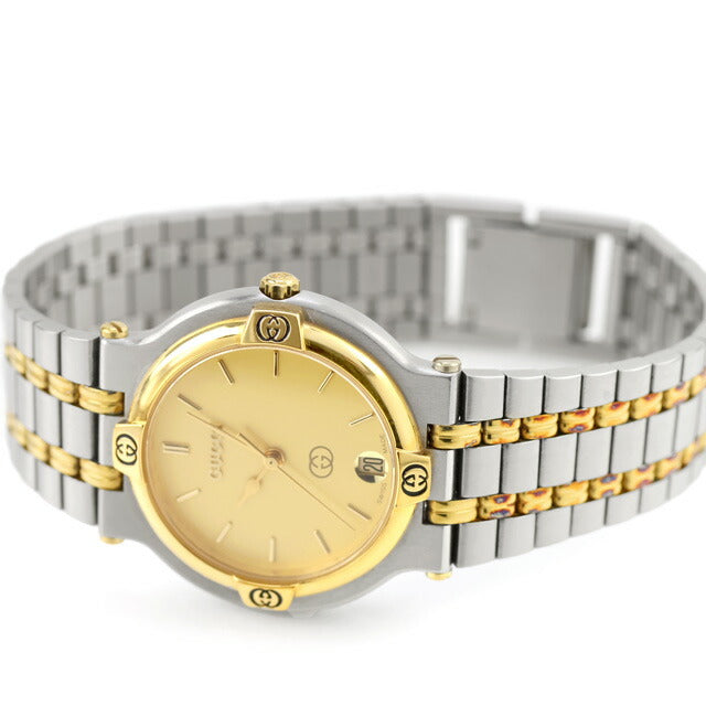 中古 美品 グッチ GUCCI ヴィンテージ 9000Mシリーズ コンビカラー ハイブランド 9000M アナログ 腕時計 ブランド ユニセックス ゴールド UW-GU-OT-00004