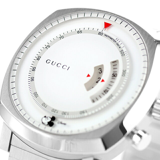 中古 美品 グッチ GUCCI ディズニーコラボ ミッキー グリップクロノグラフ レアモデル YA157306 アナログ 腕時計 ブランド メンズ ホワイト UW-GU-OT-00005
