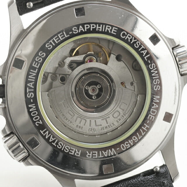 中古 OH済 ハミルトン HAMILTON カーキ ネイビー GMT オート 3タイムゾーン H776450 アナログ 腕時計 ブランド メンズ ブラック UW-HA-KH-00011