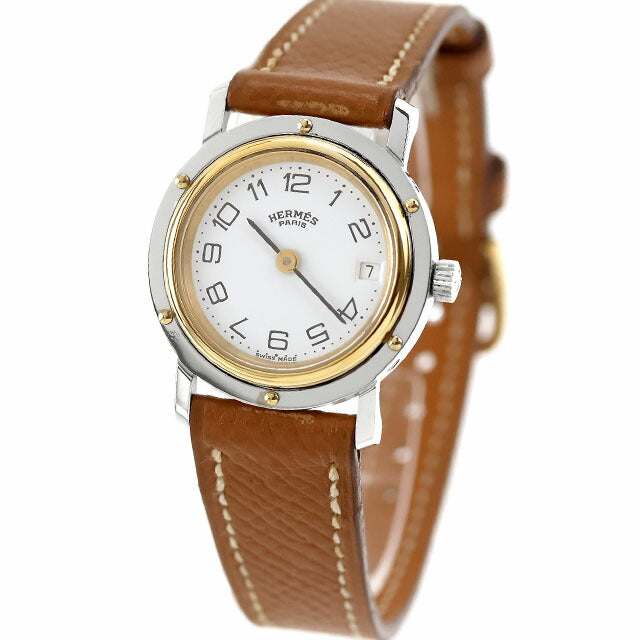 中古 仕上げ済 美品 エルメス HERMES クリッパー GPコンビ クォーツ