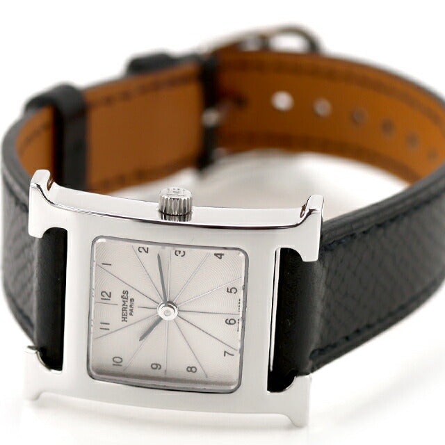 中古 仕上げ済 美品 エルメス HERMES Hウォッチ HH1.210 アナログ 腕時計 ブランド レディース シルバー ブラック 黒 UW-HR-HW-00001