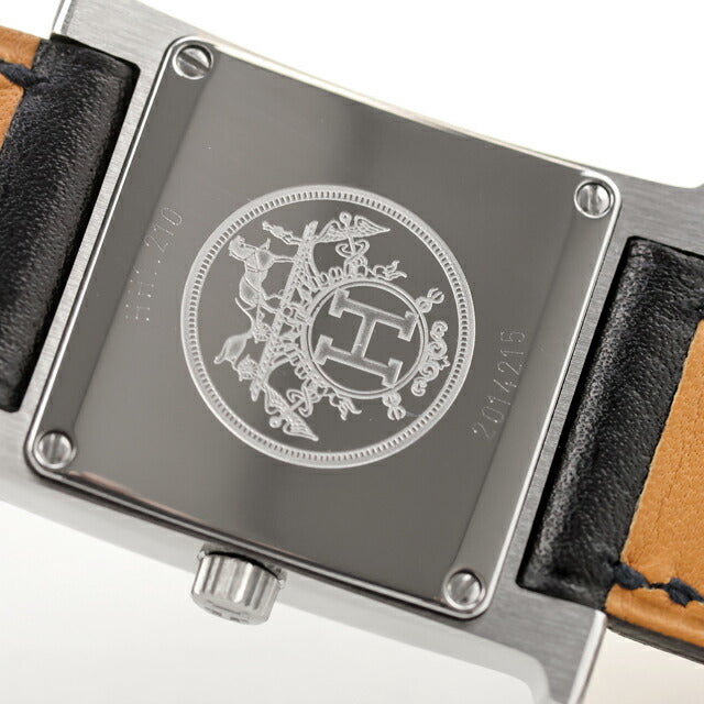 中古 仕上げ済 美品 エルメス HERMES Hウォッチ HH1.210 アナログ 腕時計 ブランド レディース シルバー ブラック 黒 UW-HR-HW-00001