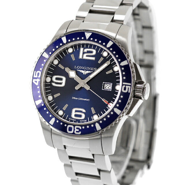 中古 ロンジン LONGINES ハイドロコンクエスト クォーツ 39mm ダイバーズ ミドルサイズ L3.730.4.96.6 アナログ 腕時計 ブランド メンズ UW-LO-HC-00002