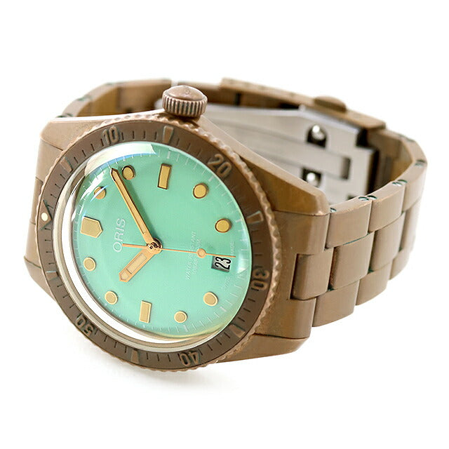 中古 オリス ORIS ダイバーズ65 コットンキャンディ ワイルドグリーン ブロンズ 銅 733 7771 3157 アナログ 腕時計 ブランド メンズ UW-OS-D65-00001