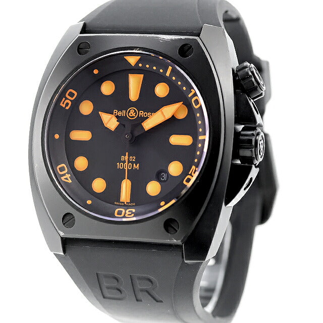 中古 ベル&ロス Bell & Ross INSTRUMENTS BR02 マリーン 1000M ダイバーズウォッチ BR02-92 アナログ 腕時計 ブランド メンズ ブラック 黒 UW-OTH-00051