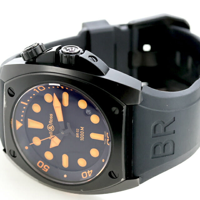 中古 ベル&ロス Bell & Ross INSTRUMENTS BR02 マリーン 1000M ダイバーズウォッチ BR02-92 アナログ 腕時計 ブランド メンズ ブラック 黒 UW-OTH-00051