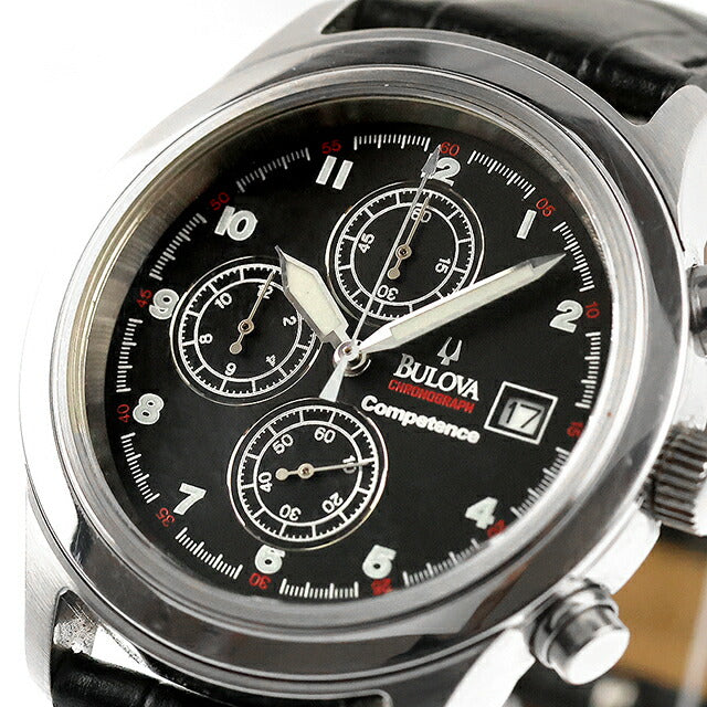 中古 ブローバ BULOVA Competence ヴィンテージクオーツクロノグラフ 黒文字盤 クオーツクロノ黒面黒革 アナログ 腕時計 ブランド メンズ UW-OTH-00058