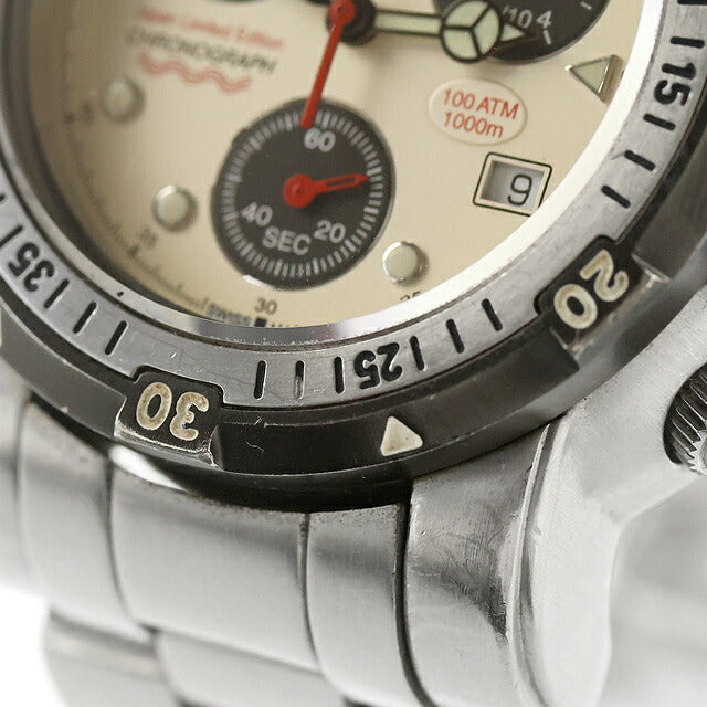 中古 スイスミリタリー SWISS MILITARY シーウルフ1 Seawolf I 1000m クロノグラフ スイス製 アナログ 腕時計 ブランド メンズ ベージュ UW-OTH-00067