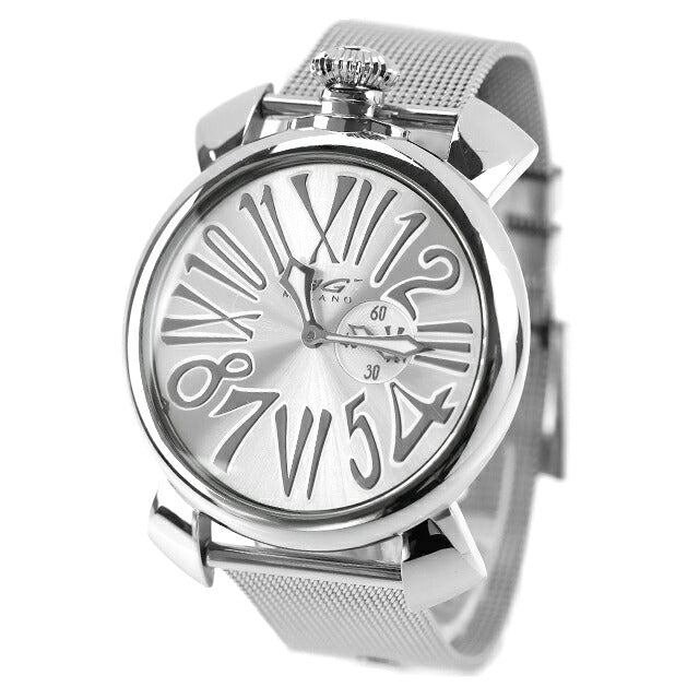中古 ガガミラノ GaGa MILANO マヌアーレ スリム 46mm クオーツ ミラネーゼブレス 5080 アナログ 腕時計 ブランド メンズ シルバー UW-OTH-00075