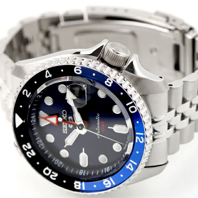 中古 美品 セイコー SEIKO 5 スポーツ ファイブ GMT SKX バットマン 青黒 SBSC003 多針アナログ 腕時計 ブランド メンズ ブルー UW-SJ-5S-00003