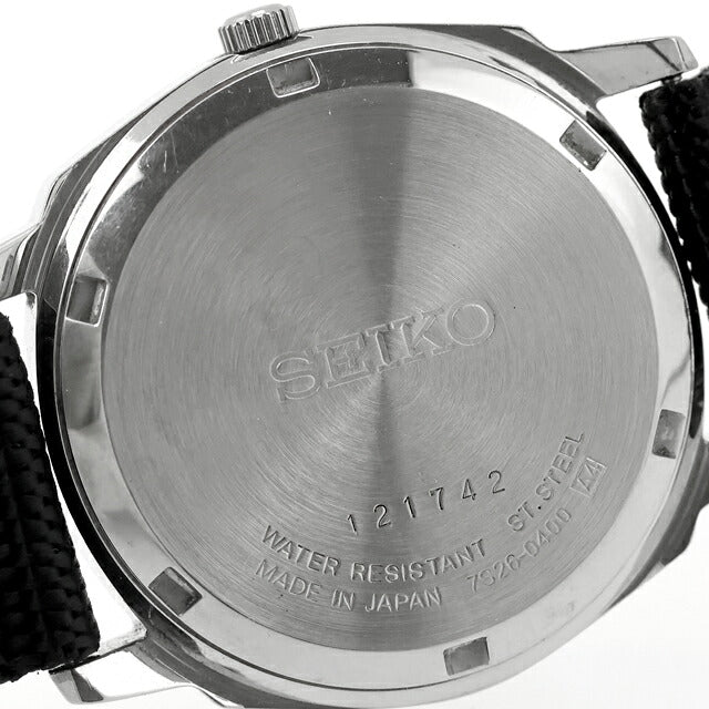 中古 セイコー SEIKO ファイブ 5 フルアラビア ミリタリー調 7S26-0400 アナログ 腕時計 ブランド メンズ ブラック UW-SJ-5S-00017