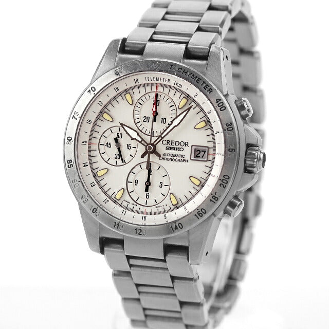中古 セイコー SEIKO クレドール フェニックス 6Sメカニカル クロノグラフ チタン 6S78-0A20 アナログ 腕時計 ブランド メンズ アイボリー UW-SJ-CR-00003