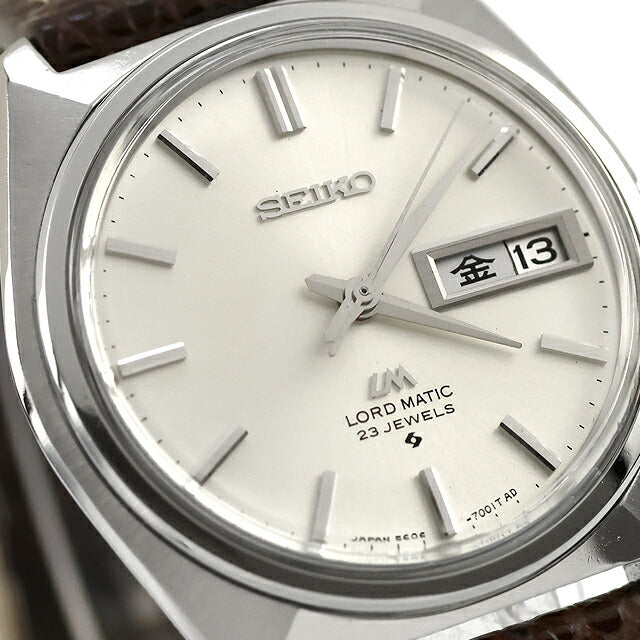 中古 セイコー SEIKO ロードマチック LM デイデイト 日付曜日 1969年7月製造 5606-7000 アナログ 腕時計 ブランド メンズ シルバー ブラウン UW-SJ-LM-00005