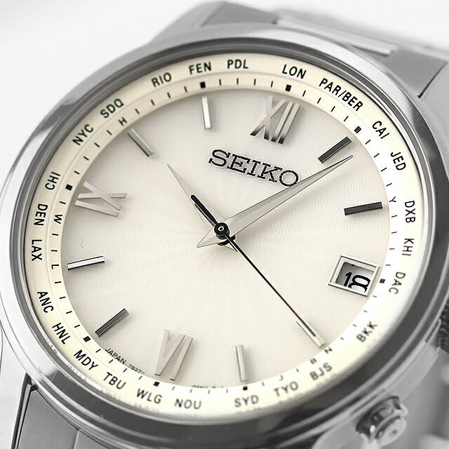 中古 セイコー SEIKO ブライツ ソーラー電波 薄型 クラシック SAGZ095 アナログ 腕時計 ブランド メンズ ホワイト 白 UW-SJ-OT-00024