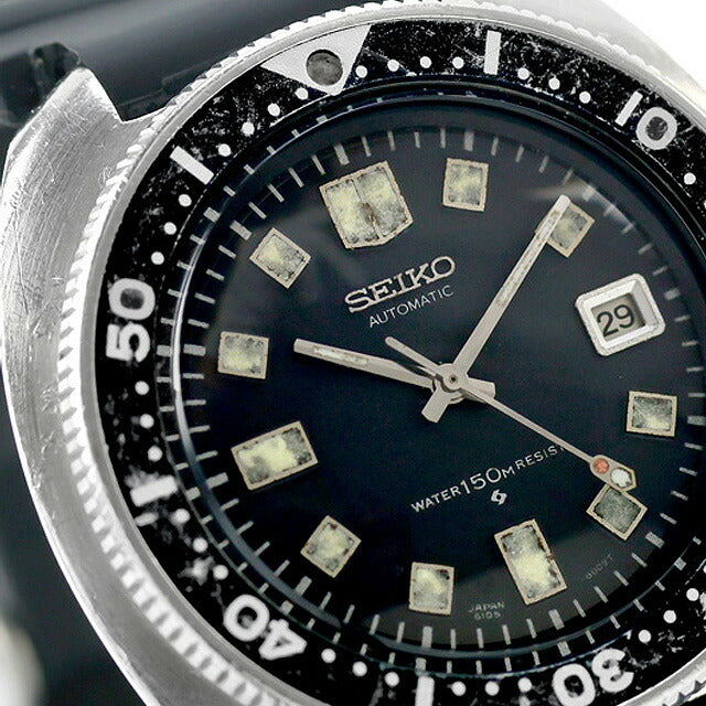中古 セイコー SEIKO セカンドダイバー 後期型 植村ダイバー 2nd ビンテージ 6105-8110 アナログ 腕時計 ブランド メンズ ブラック 黒 UW-SJ-OT-00034