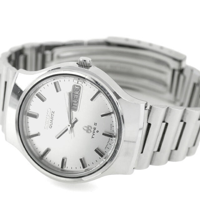 中古 セイコー SEIKO TYPE2 デイデイト タイプツー オールドクオーツ ビンテージ 7546-8070 アナログ 腕時計 ブランド メンズ シルバー UW-SJ-OT-00035