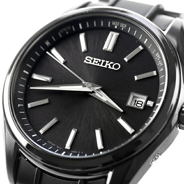 中古 セイコー SEIKO セイコーセレクション ソーラー電波 チタン 薄型 オールブラック SBTM343 アナログ 腕時計 ブランド メンズ ブラック UW-SJ-OT-00063