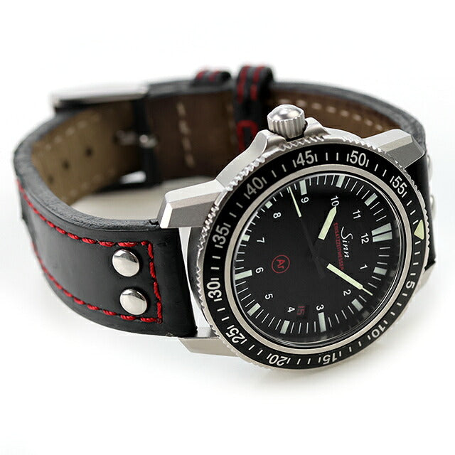 中古 OH済 ジン SINN 603 EZM-3 ドイツ警察特殊部隊 500m防水 ダイバーズ 左リューズ 社外革ベルト 603.EZM3 アナログ 腕時計 ブランド メンズ UW-SN-OT-00007