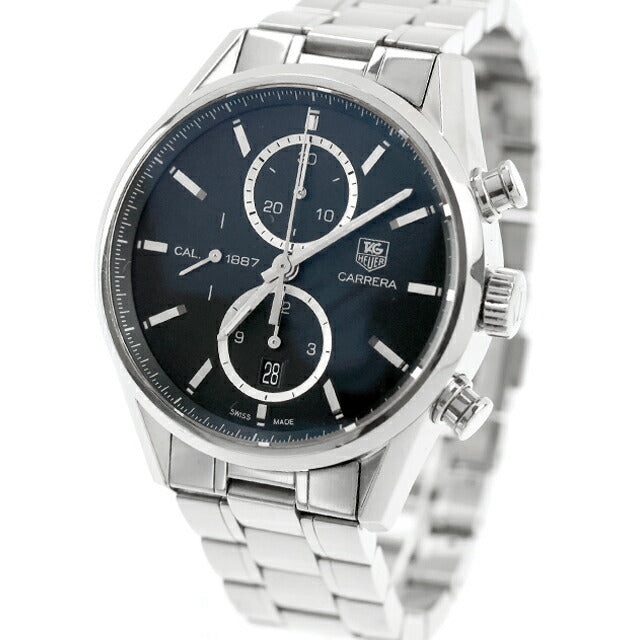 中古 タグ・ホイヤー TAG Heuer カレラ Cal.1887 自動巻きクロノグラフ CAR2110.BA0720 アナログ 腕時計 ブランド メンズ ブラック UW-TH-CR-00008