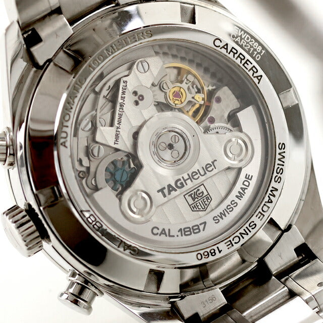 中古 タグ・ホイヤー TAG Heuer カレラ Cal.1887 自動巻きクロノグラフ CAR2110.BA0720 アナログ 腕時計 ブランド メンズ ブラック UW-TH-CR-00008