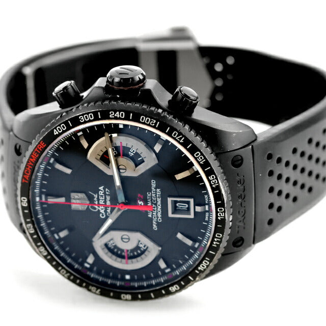 中古 タグ・ホイヤー TAG Heuer グランドカレラ キャリバー17 クロノグラフ CAV518B.FT6016 アナログ 腕時計 ブランド メンズ ブラック 黒 UW-TH-GC-00001