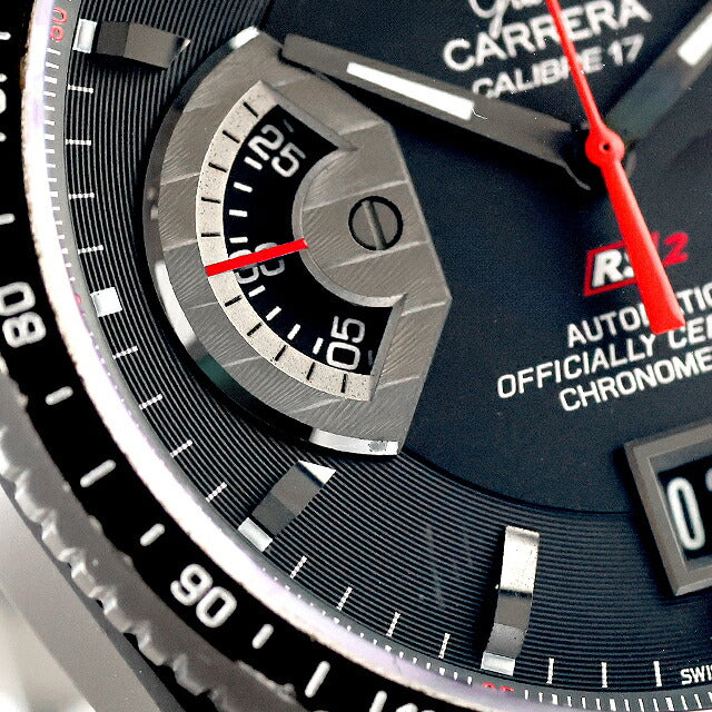 中古 タグ・ホイヤー TAG Heuer グランドカレラ キャリバー17 クロノグラフ CAV518B.FT6016 アナログ 腕時計 ブランド メンズ ブラック 黒 UW-TH-GC-00001