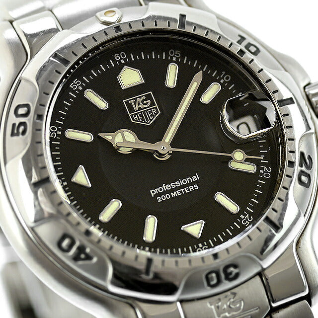 中古 タグ・ホイヤー TAG Heuer 6000シリーズ プロフェッショナル 200M デイト WH1116-K1 アナログ 腕時計 ブランド メンズ ブラック 黒 UW-TH-OT-00004