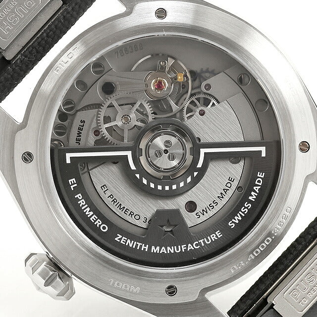 中古 超美品 ゼニス ZENITH パイロット オートマティック エル・プリメロ 替えベルト付属 アナログ 腕時計 ブランド メンズ ブラック UW-ZE-PL-00001