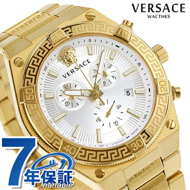 Gianni Versace クォーツ時計 シルバー/ゴールド ヴェルサーチ スポーティー グレカ クオーツ 腕時計 ブランド