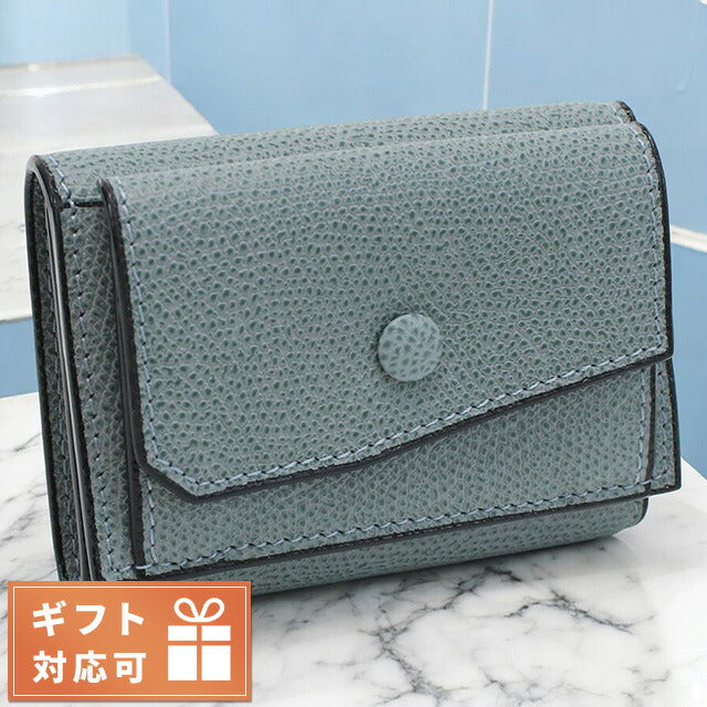 VALEXTRA 財布 折り財布　ブルー　グレー　レディース　イジィデ ヴァレクストラ 三折財布小銭入付き レディース ブランド