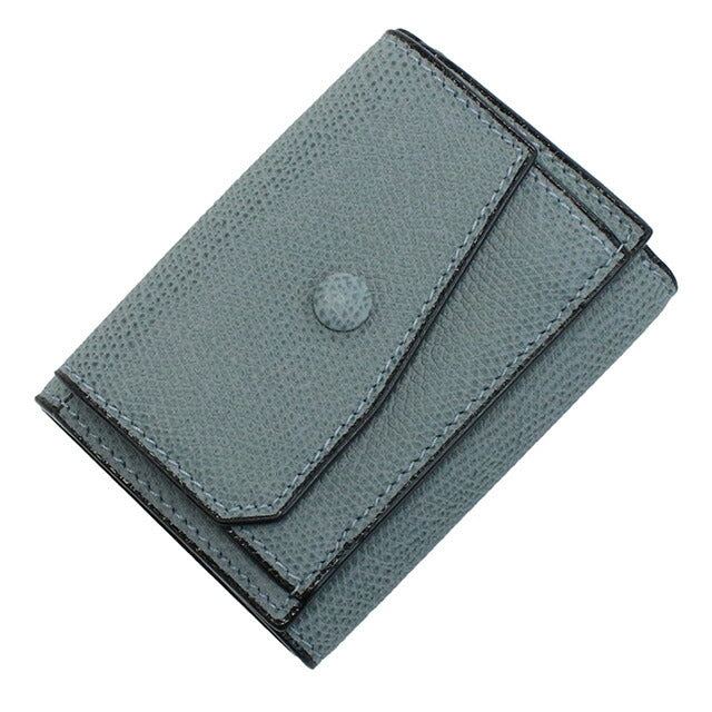 ヴァレクストラ 三折財布小銭入付き レディース ブランド VALEXTRA イタリア V8L26 ブルーグレー 財布 VLEV8L26041