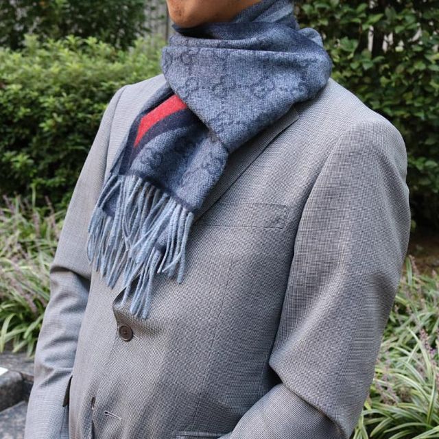 グッチ GUCCI マフラー GG柄 メンズ レディース 570603 3G200 4068 ミッドナイトブルー WQ00035927