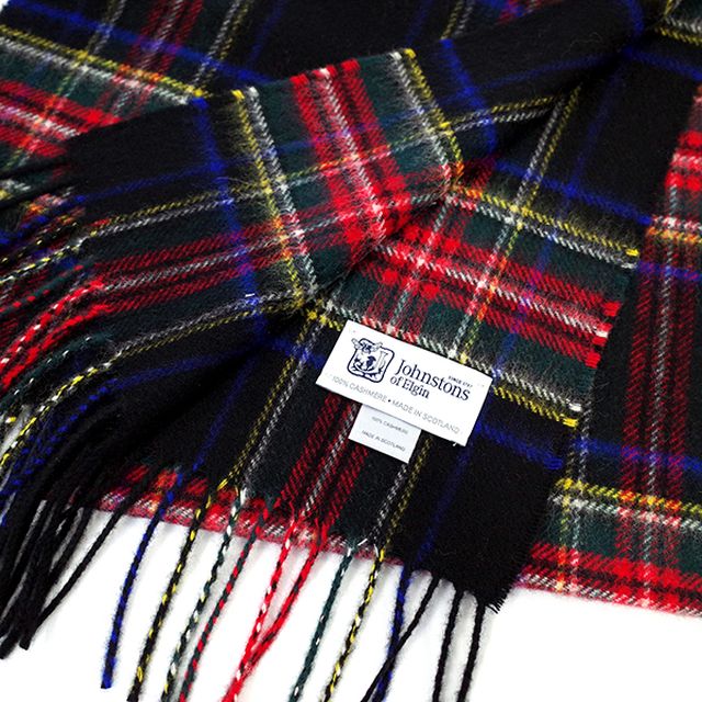 ジョンストンズ JOHNSTONS マフラー WA000016KU0324 BLACK STEWART ブラックスチュアート WQ00038576