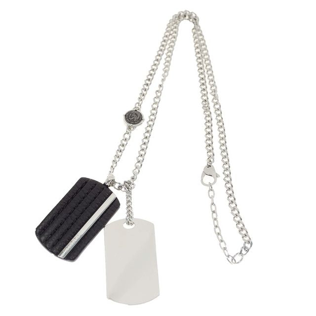 ディーゼル DIESEL ネックレス ペンダント メンズ レディース DX1040040 ダブルプレート シルバー ブラック WQ00039302