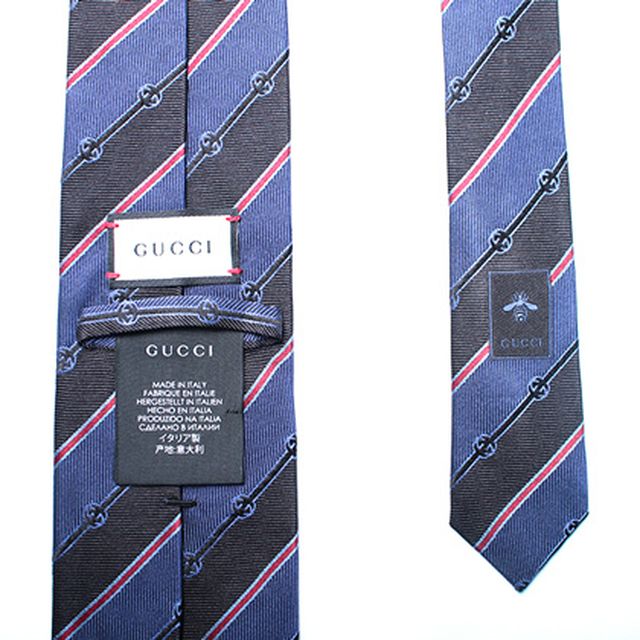 グッチ GUCCI ネクタイ GG 刺繍 499696 4B002 4074 メンズ ネイビー WQ00042213