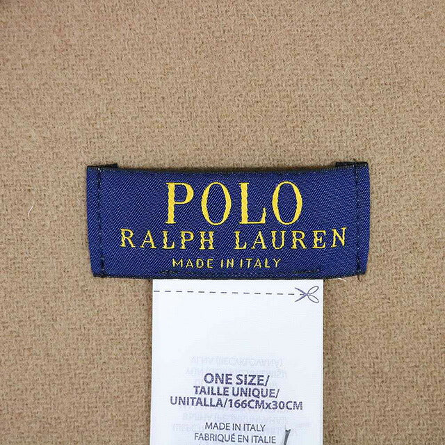 ポロラルフローレン POLO RALPH LAUREN マフラー PC0476-220 メンズ レディース HONEY BROWN ベージュ ネイビー刺繍 WQ00044596