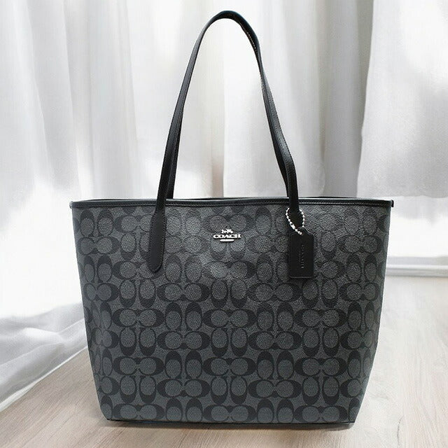 コーチ COACH シティー トート シグネチャーキャンバス 5696-SVTSQ レディース アウトレット ブラック グレー WQ00045473