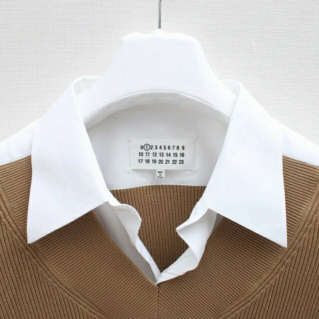 メゾンマルジェラ MAISON MARGIELA シャツワンピース ニット重ね着長袖シャツ S51DL0356S43001988-M レディース WQ00045864