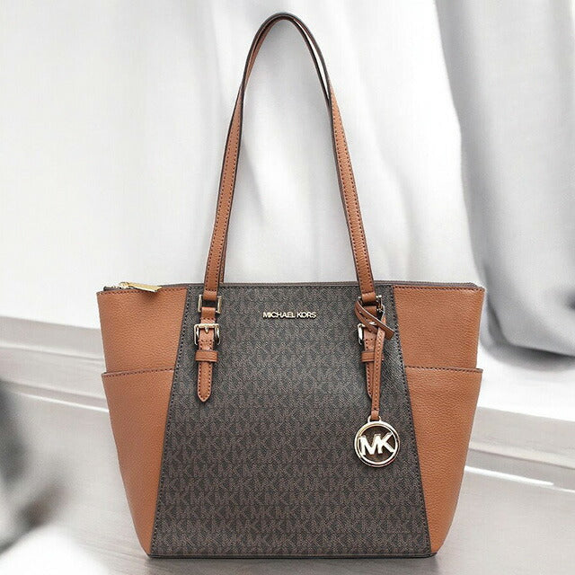 マイケルコース MICHAEL KORS トートバッグ レディース 35T0GCFT3B-BROWN シャーロット ラージ トップジップ トート ブラウン WQ00046258