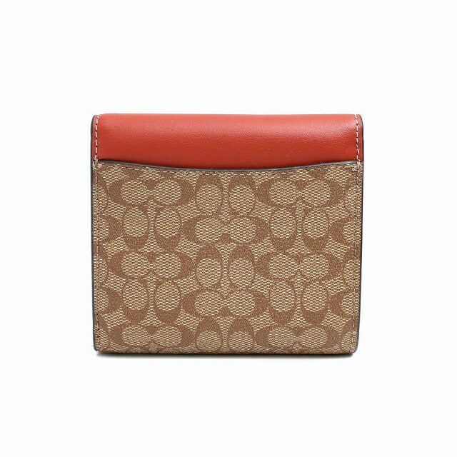 コーチ COACH 三つ折り財布 CF369-IMS4L レディース シグネチャー SIGNATURE カーキ/テラコッタ WQ00050533