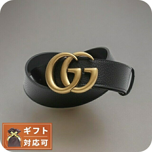 グッチ GUCCI ベルト 406831-DJ20T-1000-95 メンズ ブラック ゴールド カーフスキンレザー マーモント ダブルGバックル ベルト WQ00052037