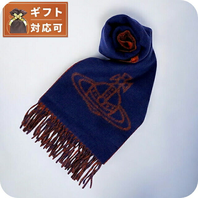 ヴィヴィアンウエストウッド VIVIENNE WESTWOOD マフラー 24-W00ZH-K410 レディース メンズ ビッグオーブロゴ ネイビーブルー マフラー WQ00052982