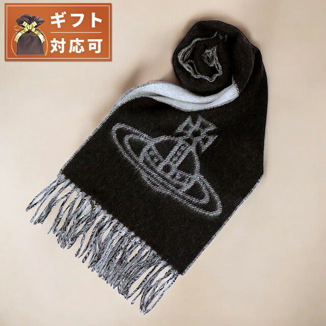 ヴィヴィアンウエストウッド VIVIENNE WESTWOOD マフラー 24-W00ZH-N401 レディース メンズ ビッグオーブロゴ ブラック マフラー WQ00052983