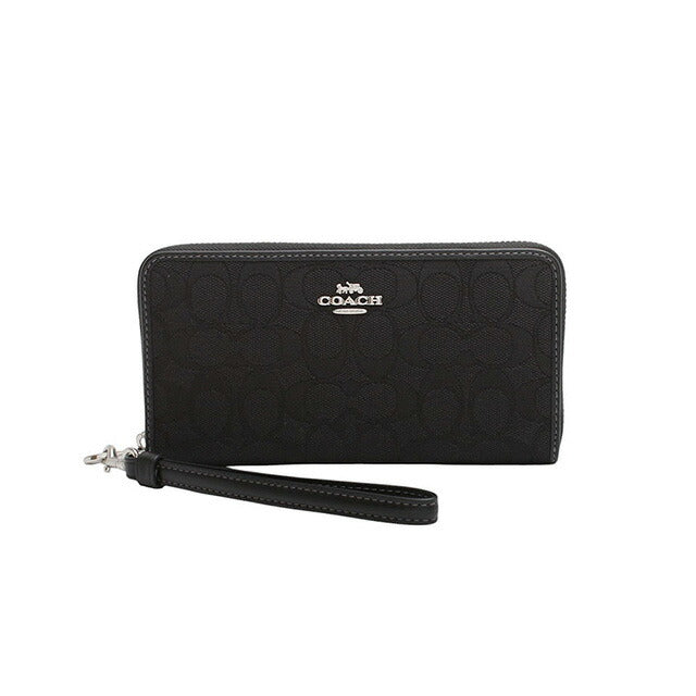コーチ COACH LONG ZIP AROUND WALLET SIGNATURE JACQUARD 長財布 CU150-SBKBK レディース ブラック WQ00053941