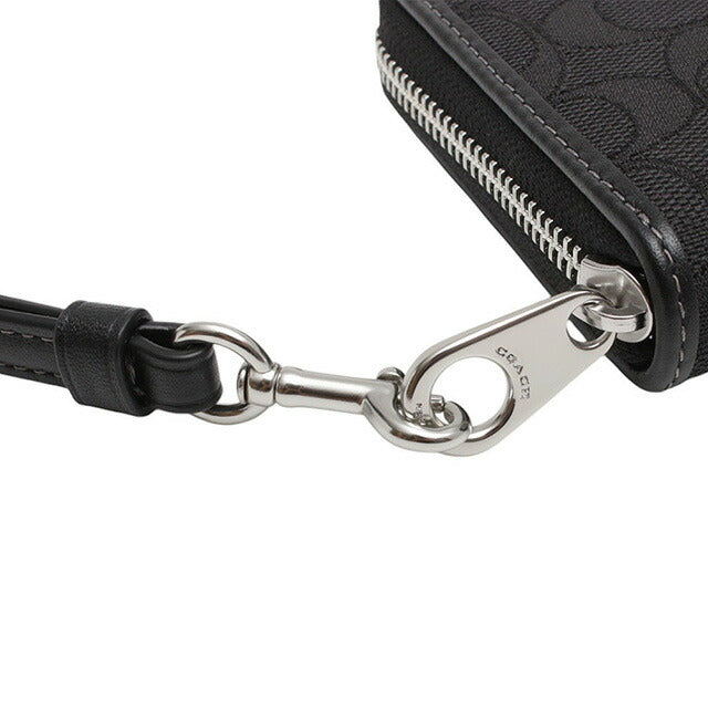 コーチ COACH LONG ZIP AROUND WALLET SIGNATURE JACQUARD 長財布 CU150-SBKBK レディース ブラック WQ00053941
