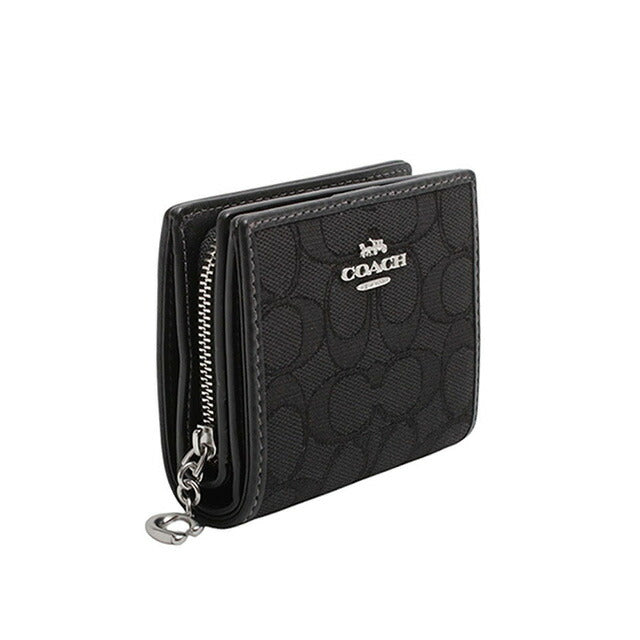 コーチ COACH SIGNATURE JACQUARD SNAP WALLET 二つ折り財布 CU401-SBKBK レディース ブラック WQ00053943