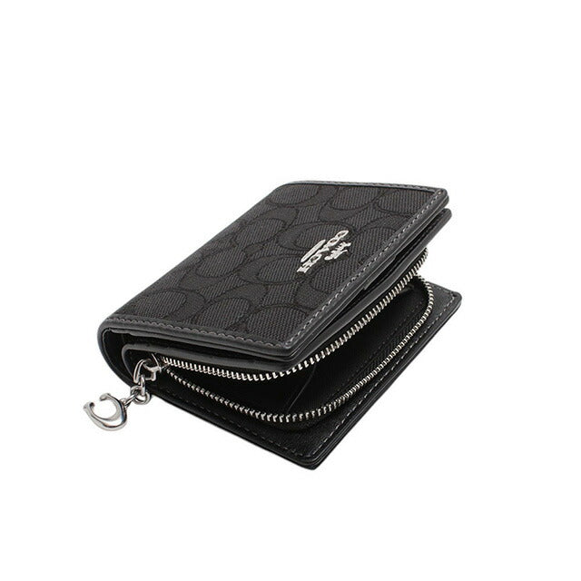 コーチ COACH SIGNATURE JACQUARD SNAP WALLET 二つ折り財布 CU401-SBKBK レディース ブラック WQ00053943