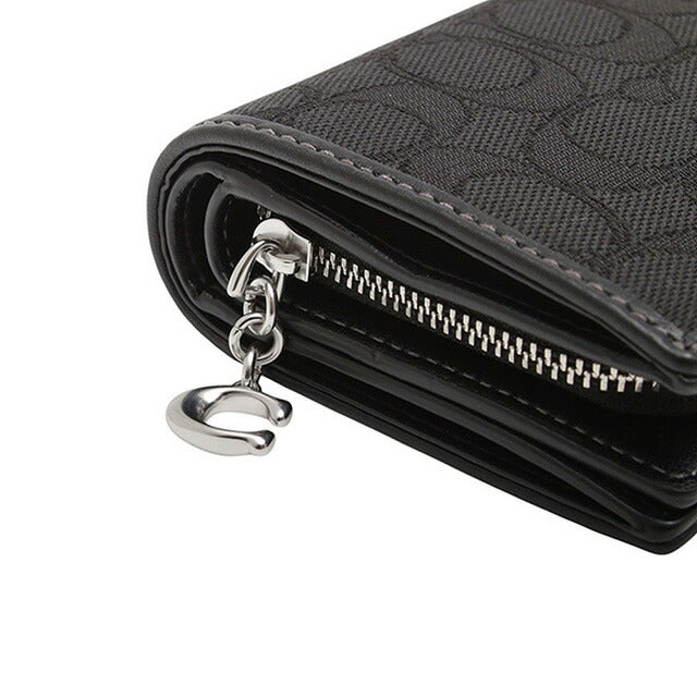 コーチ COACH SIGNATURE JACQUARD SNAP WALLET 二つ折り財布 CU401-SBKBK レディース ブラック WQ00053943