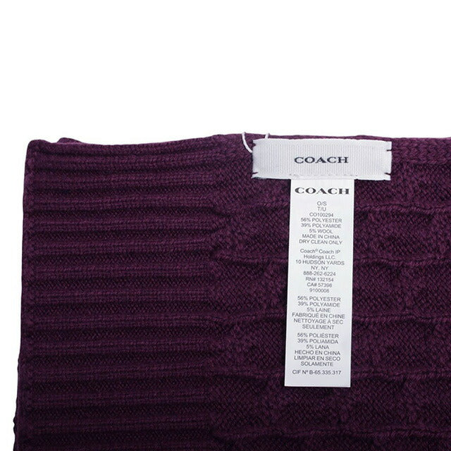 コーチ COACH マフラー ストール CO100294-604 レディース メンズ オックスブラッド パープル 紫 マフラー WQ00053955